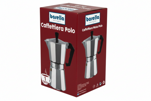 Caffettiera Polo in Alluminio Moka 1/2-1-2-3-6-9-12 Tazze – Tradizionale No Induzione