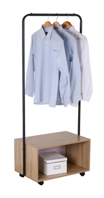 Appendiabiti con Vano Tucson in Metallo Nero e Legno – H 152 cm