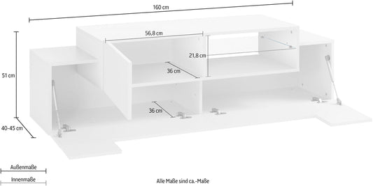 Porta TV NEW CORO 160 cm 1 anta battente + 2 ante a ribalta | Web Furniture