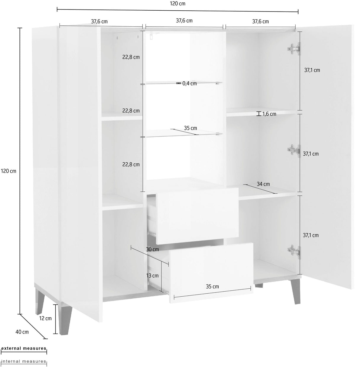Credenza SUNRISE alta 120 cm | Web Furniture