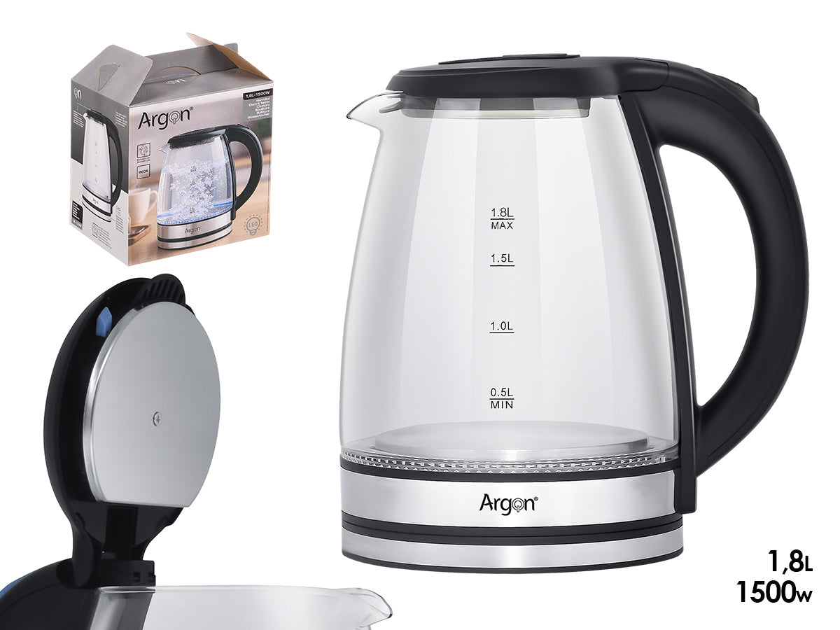 Bollitore acciaio & borosilicato – 1,8 L – 1500W