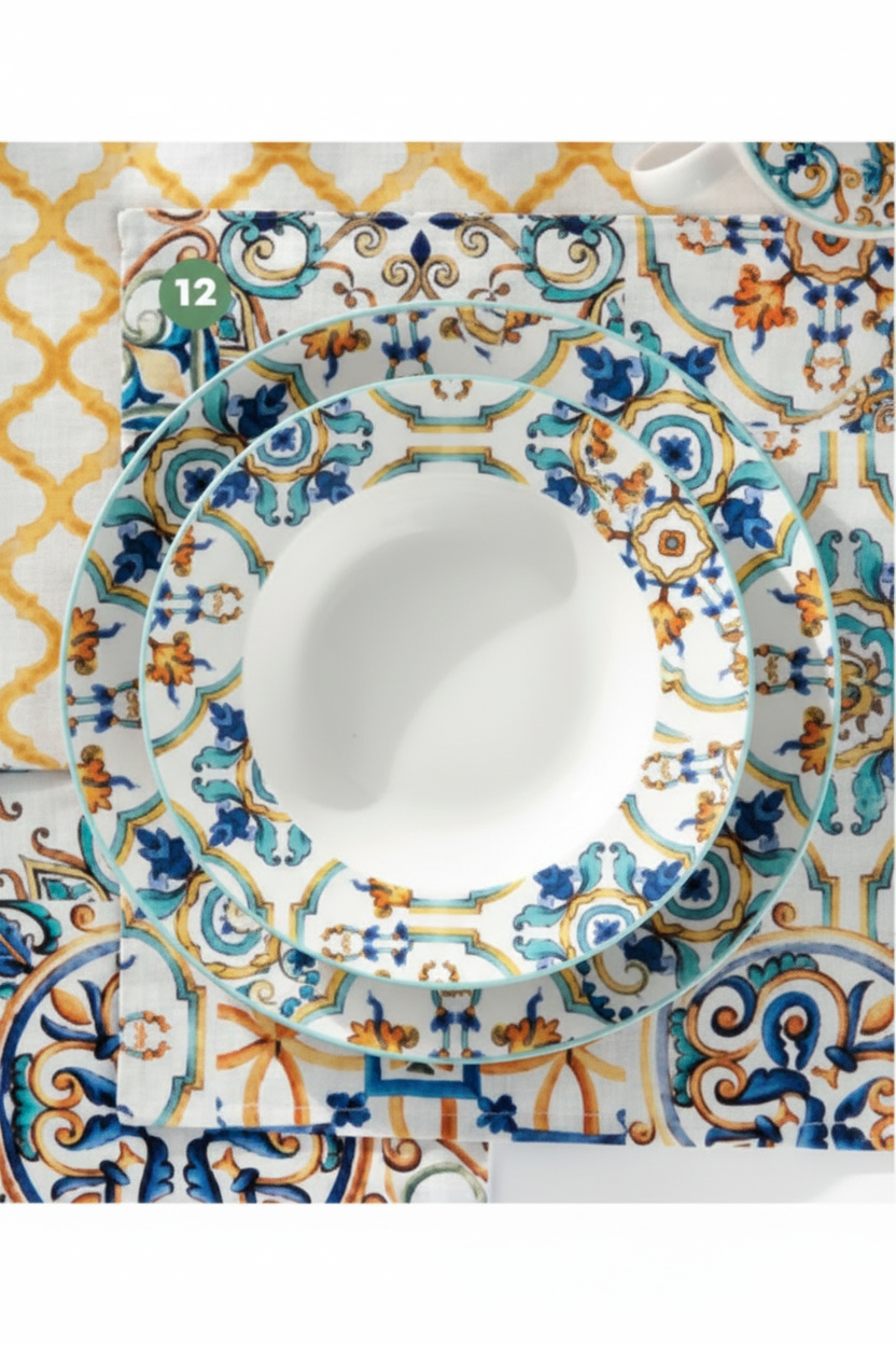 Set 2 Sottopiatti Chain & Rosone 33×48 con Nappine Blu | Stile Mediterraneo | Brandani