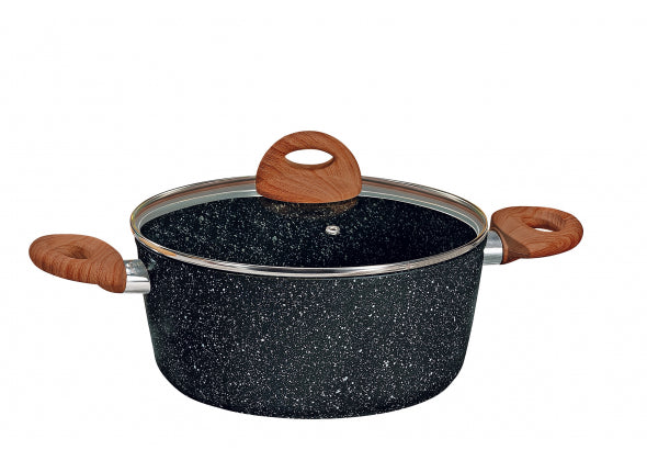 Black Stone Casserole Dish with Lid – Ideal for Induction Hobs