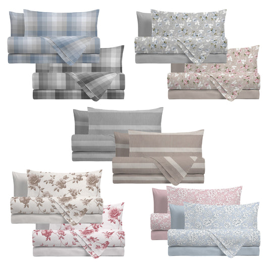 Completo Letto Basic - 1 Piazza e Mezzo - 5 Design in 2 Varianti Colore