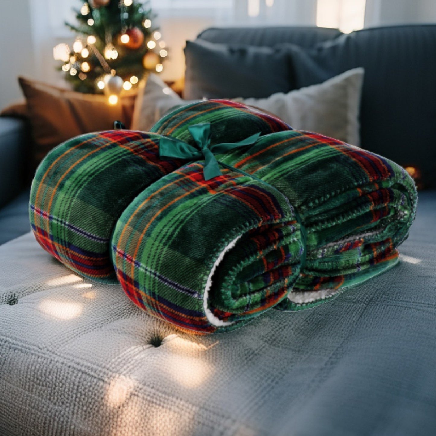 Coperta Natalizia in Flannel Sherpa - 3 Colori Assortiti - 3 Dimensioni Disponibili