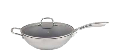 Wok Allegra inox – interno ceramica – con coperchio – 28 cm – induzione