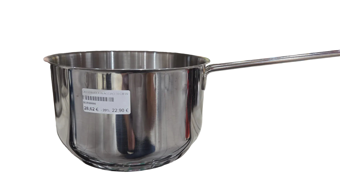 Casseruola in acciaio inox – 1 manico – 18/20 cm – adatta induzione