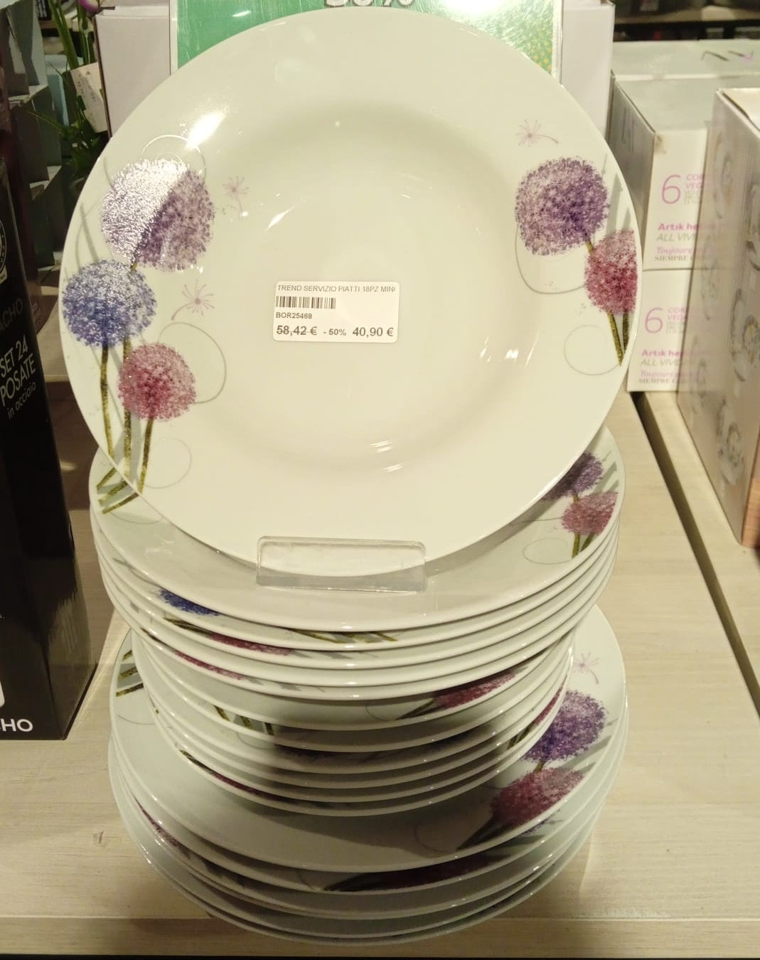 Servizio piatti Minorca 18 pezzi – porcellana decorata – stile elegante