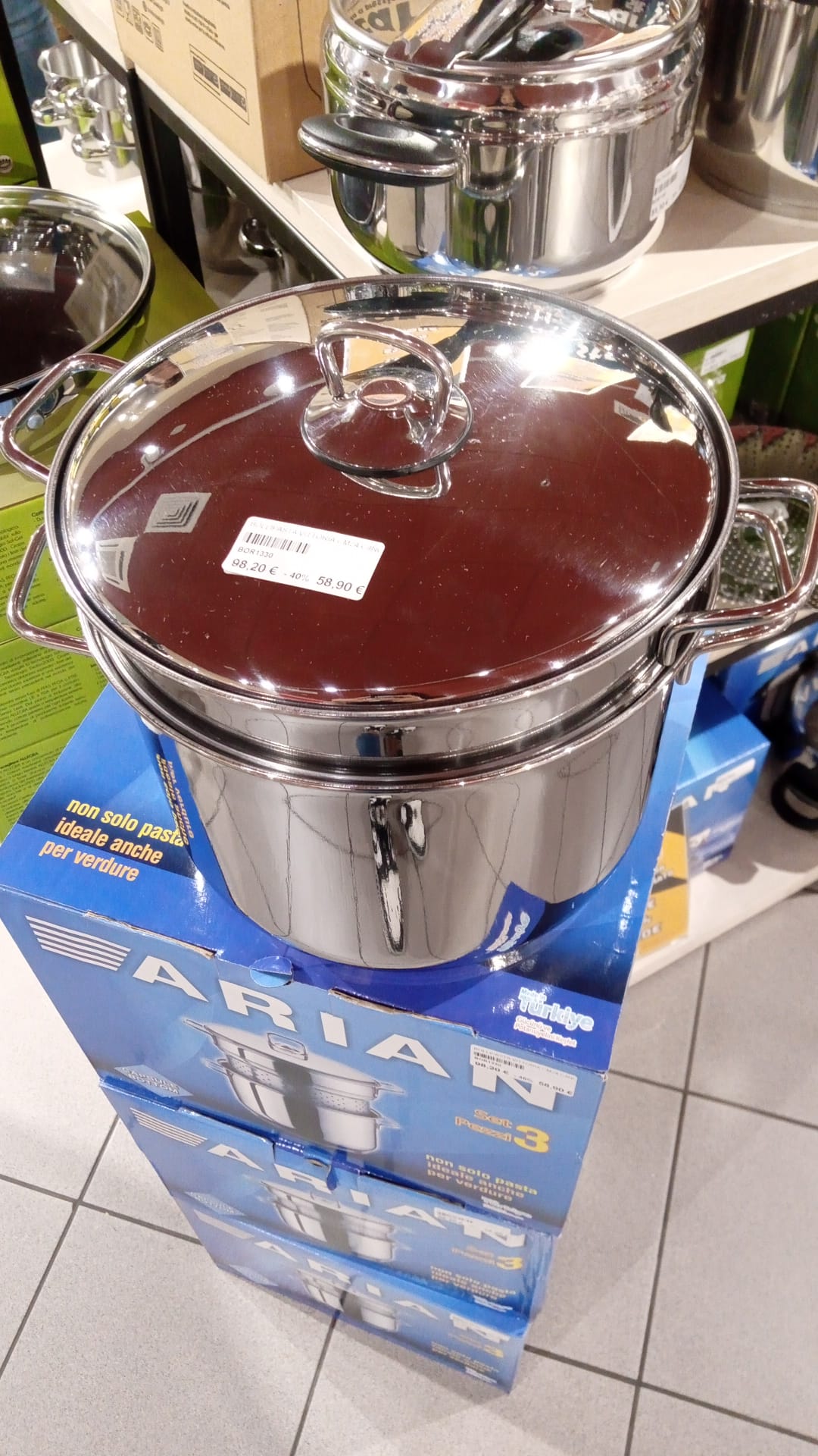 Bollipasta Vittoria – acciaio inox – con coperchio in vetro – 24 cm – induzione