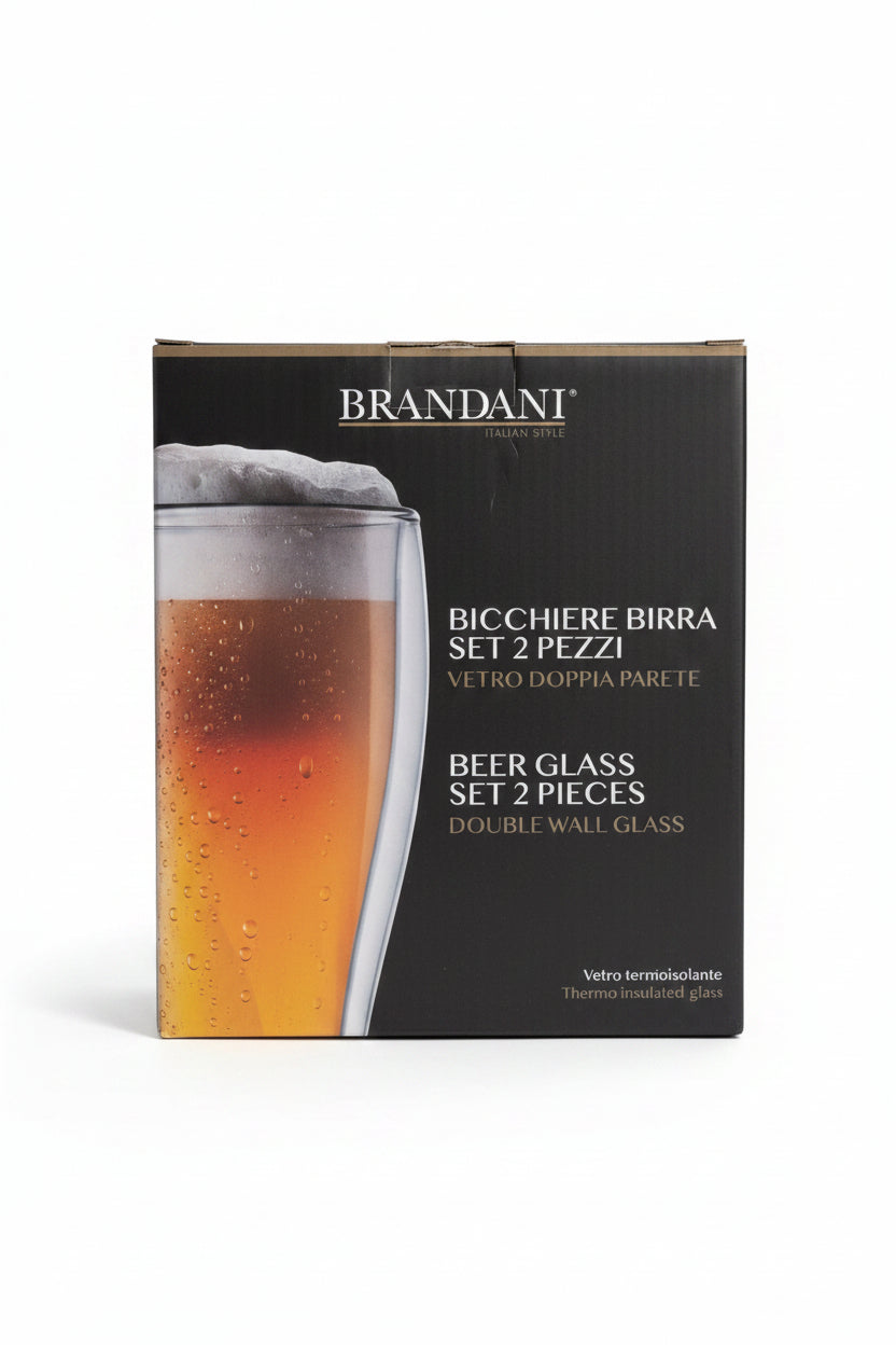 Set 2 bicchieri birra Double Wall in vetro – 40 cl | Brandani