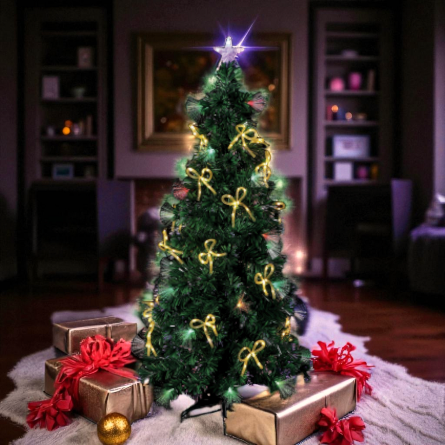 Albero di Natale Pizol in PVC con Fibre Ottiche e LED Multicolor - 180 cm