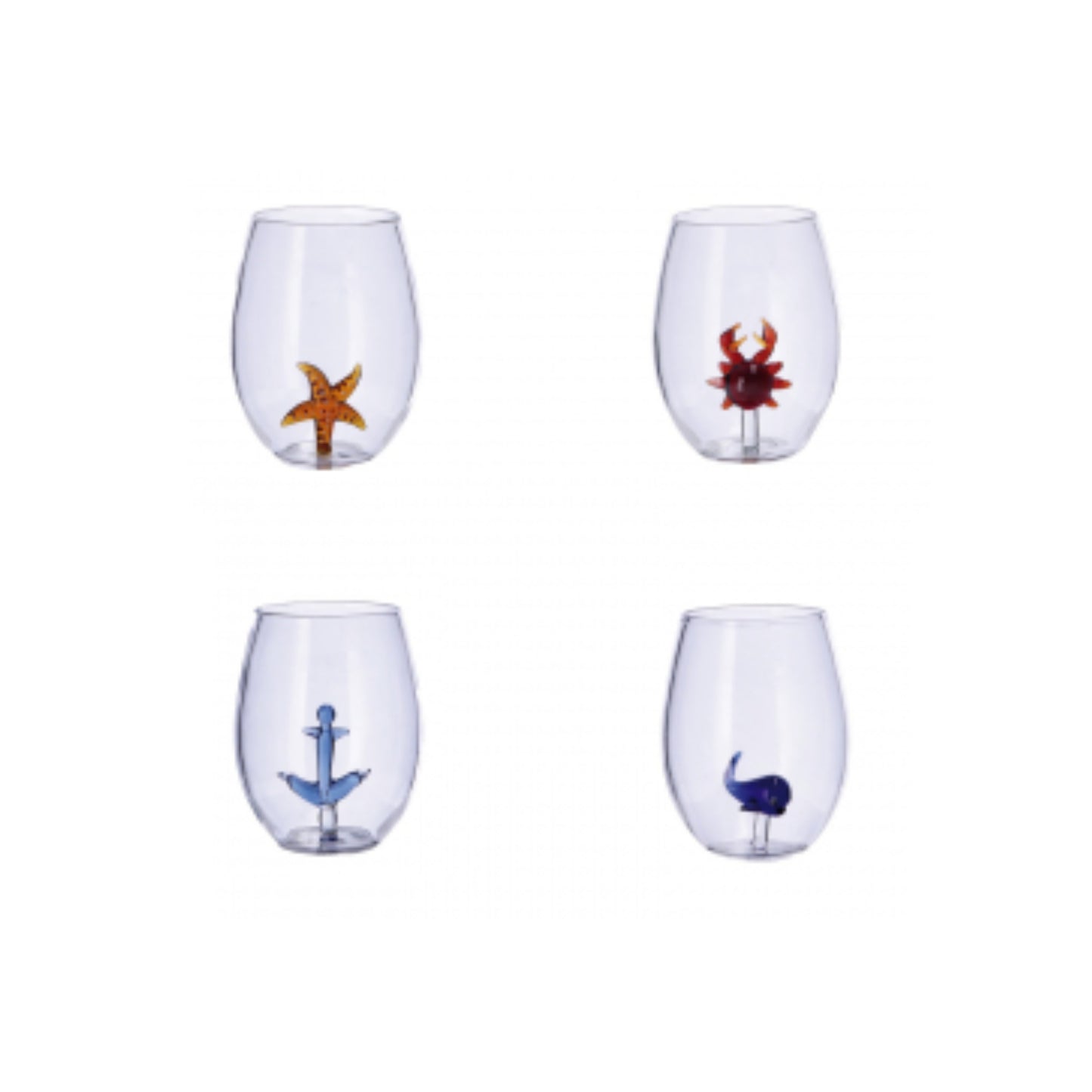 Bicchiere in Vetro con Decorazione 3D – 50 cl, Assortito in 4 Modelli