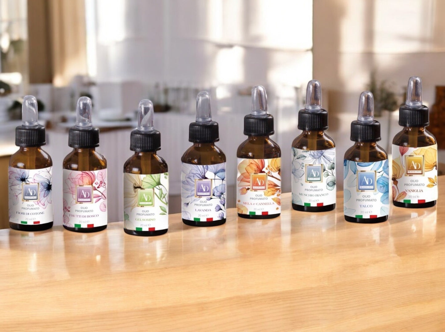 Bottiglia Olio Essenziale con Contagocce da 20 ml – Assortita 6 Fragranze