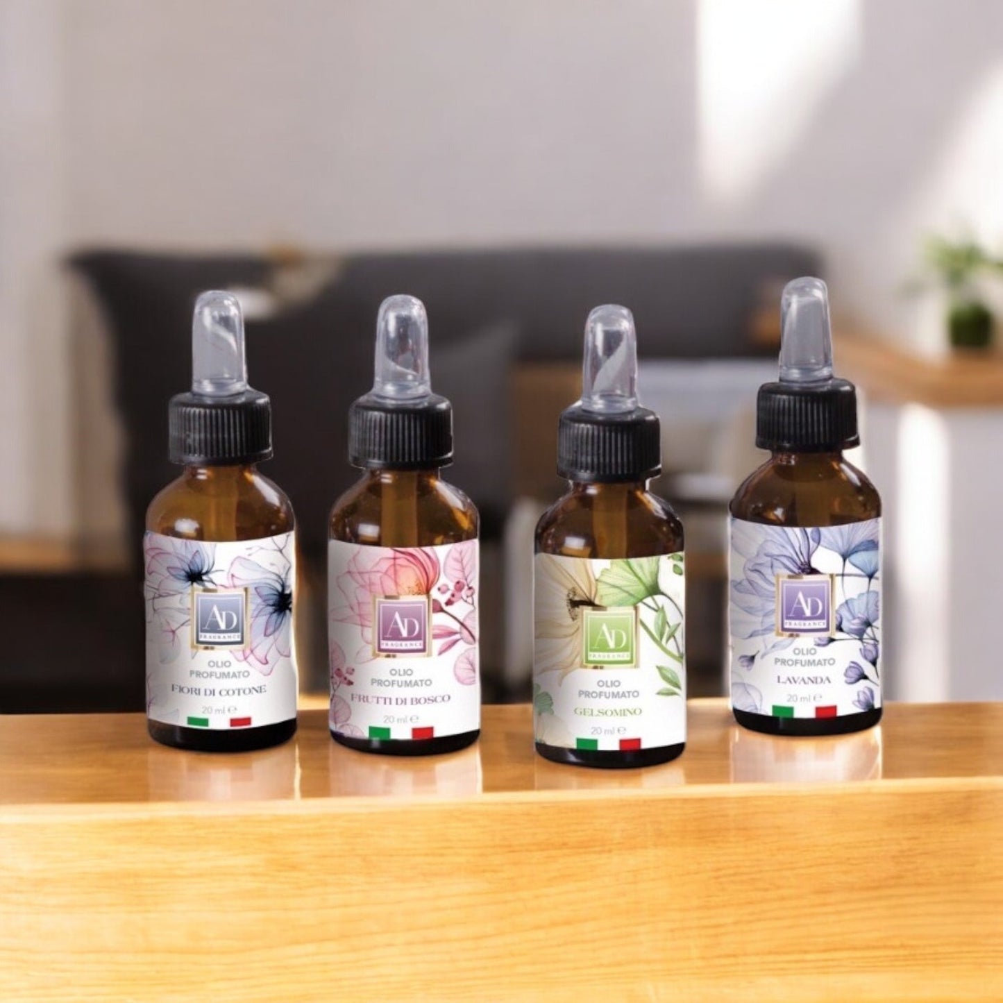 Bottiglia Olio Essenziale con Contagocce da 20 ml – Assortita 6 Fragranze