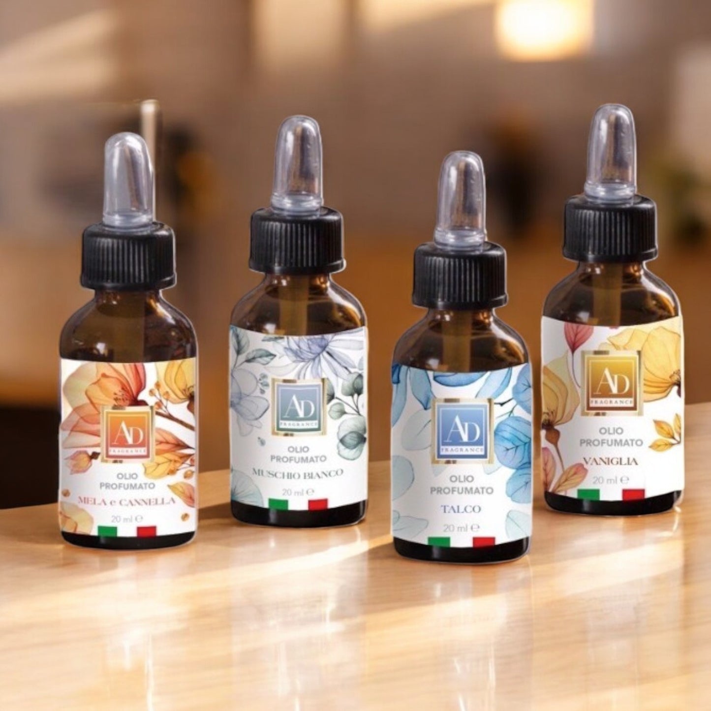 Bottiglia Olio Essenziale con Contagocce da 20 ml – Assortita 6 Fragranze