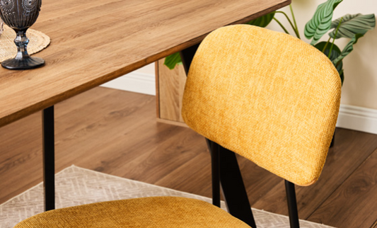 Set 4 Sedie Brenda Imbottite in Tessuto con Gambe in Metallo