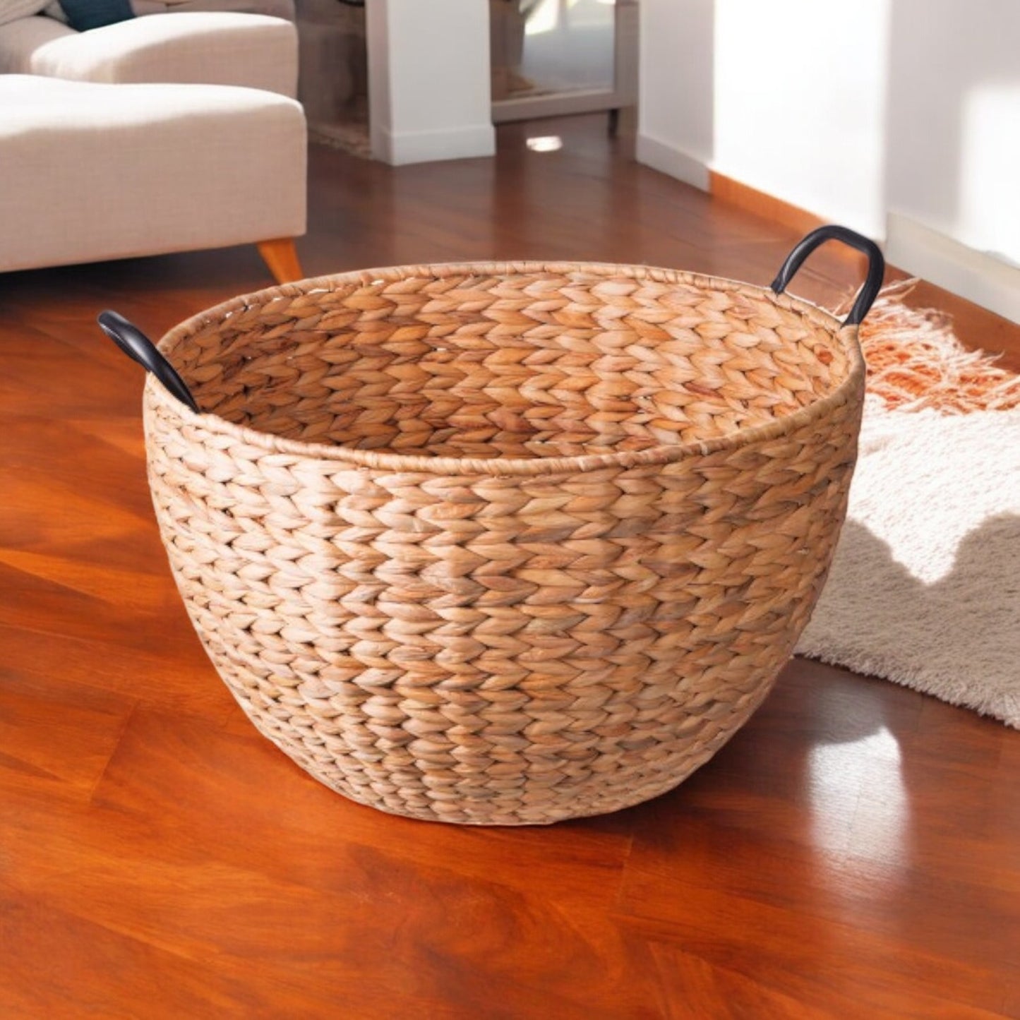 Cesto rotondo Naima in giacinto d’acqua