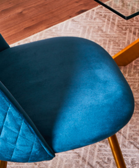 Set 4 Sedie Claire in Velluto con Gambe in Metallo Oro