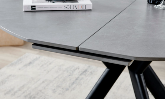 Tavolo rotondo allungabile Coltrane - top ceramica grigio lucido 120-150 cm