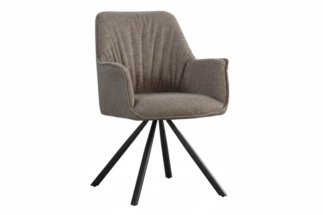 Set 2 Poltroncine Girevoli Dafne in Tessuto con Gambe in Metallo