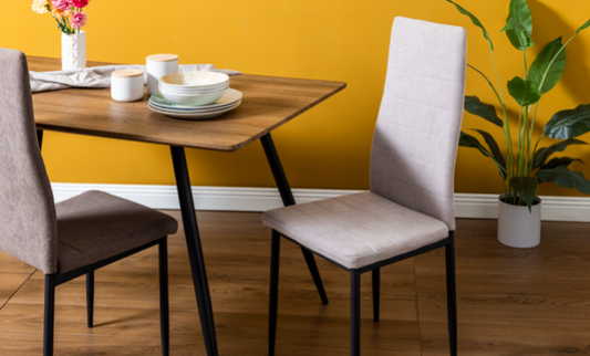 Set 6 Sedie Moderne Dhalia in Tessuto con Struttura in Metallo