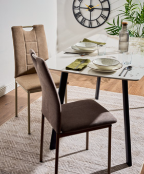 Sedie Ellen Set da 4 in Tessuto con Struttura in Metallo