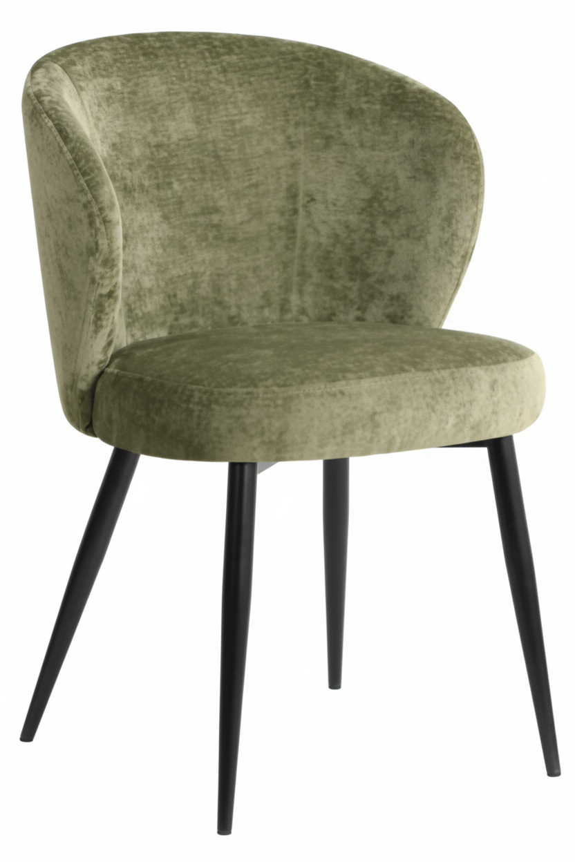 Set 2 Poltroncine Evelyn Imbottite in Tessuto con Gambe in Metallo