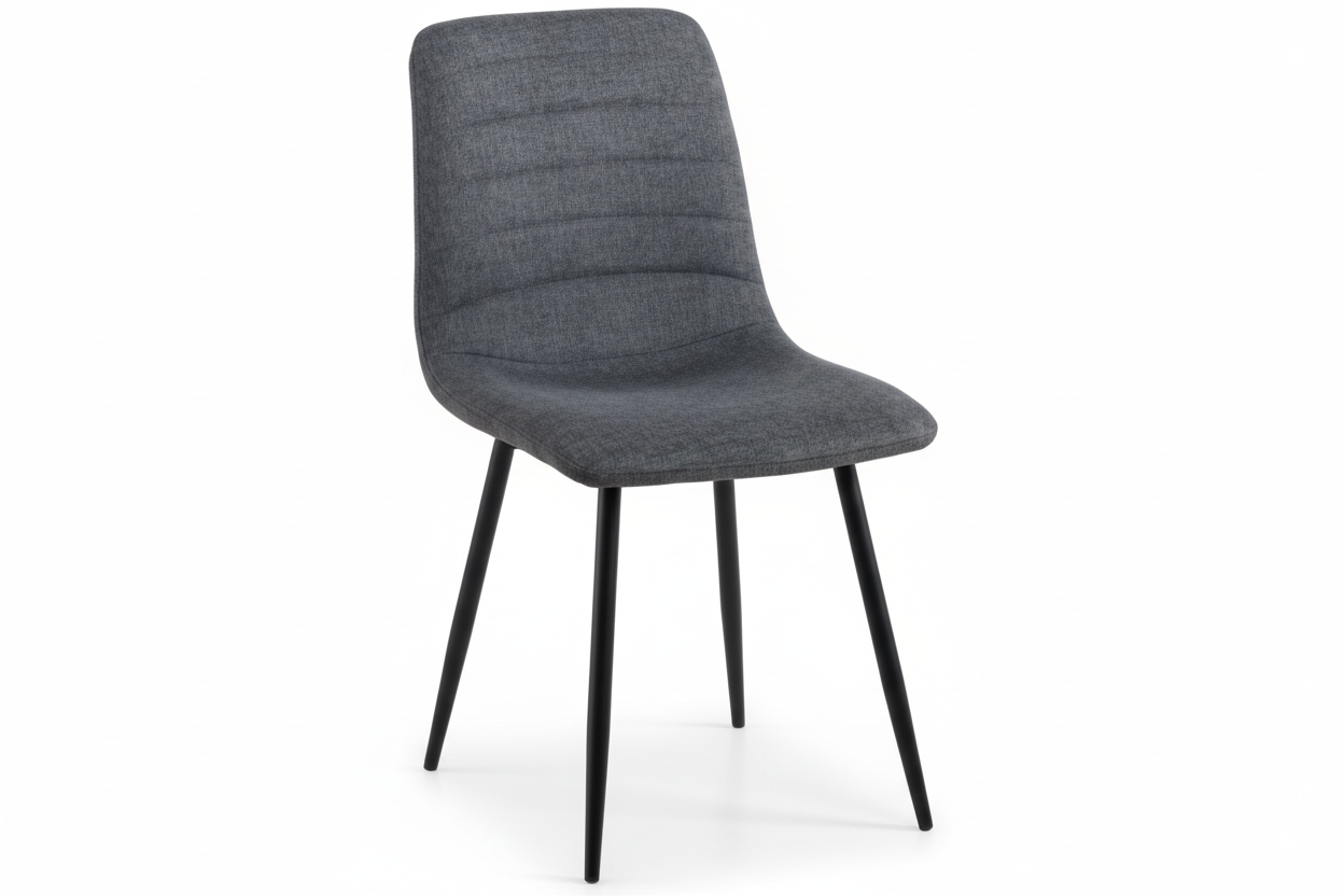 Set 4 Sedie Livia Imbottite in Tessuto con Gambe in Metallo