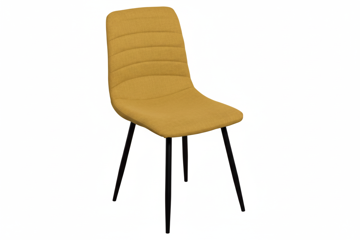 Set 4 Sedie Livia Imbottite in Tessuto con Gambe in Metallo