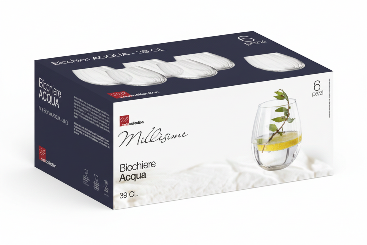 Bicchieri Acqua Eleganti 39cl – Set 6 Millesime in Vetro per Tavola Moderna