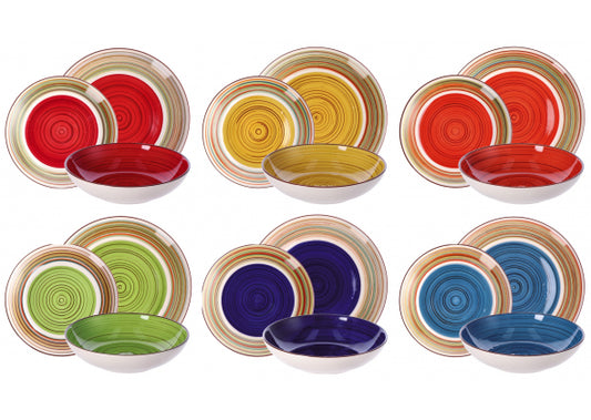 Servizio Piatti in Ceramica “Ilary” 18 Pezzi – Colori Assortiti