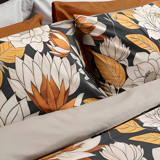 Completo Letto Brandy - 100% Cotone - Colori Autunnali - 2 Design in 2 Varianti - Disponibile 1 Piazza e 1 Piazza e Mezzo