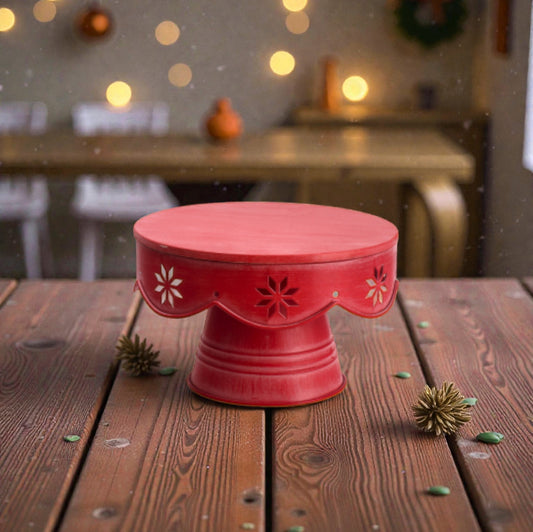 Alzata in Legno Natalizia - Verde o Rossa - 2 Dimensioni disponibili