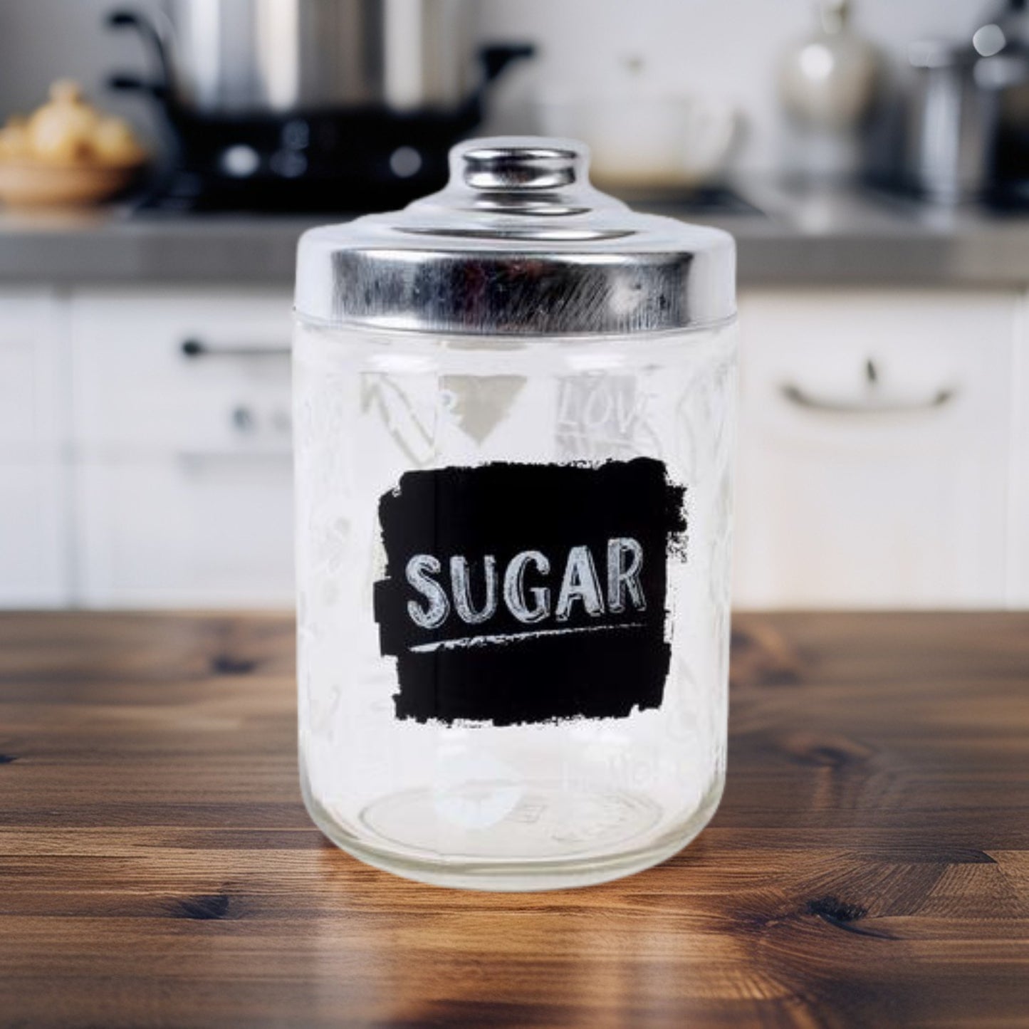 800cc Glass and Steel Sugar Jar with Slate