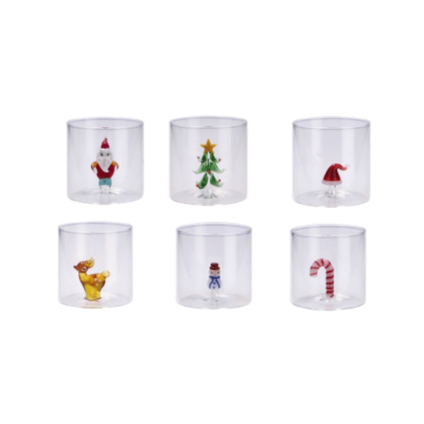 Bicchiere di Natale in Vetro con Figura 3D - Capacità 36 cl - 6 modelli assortiti