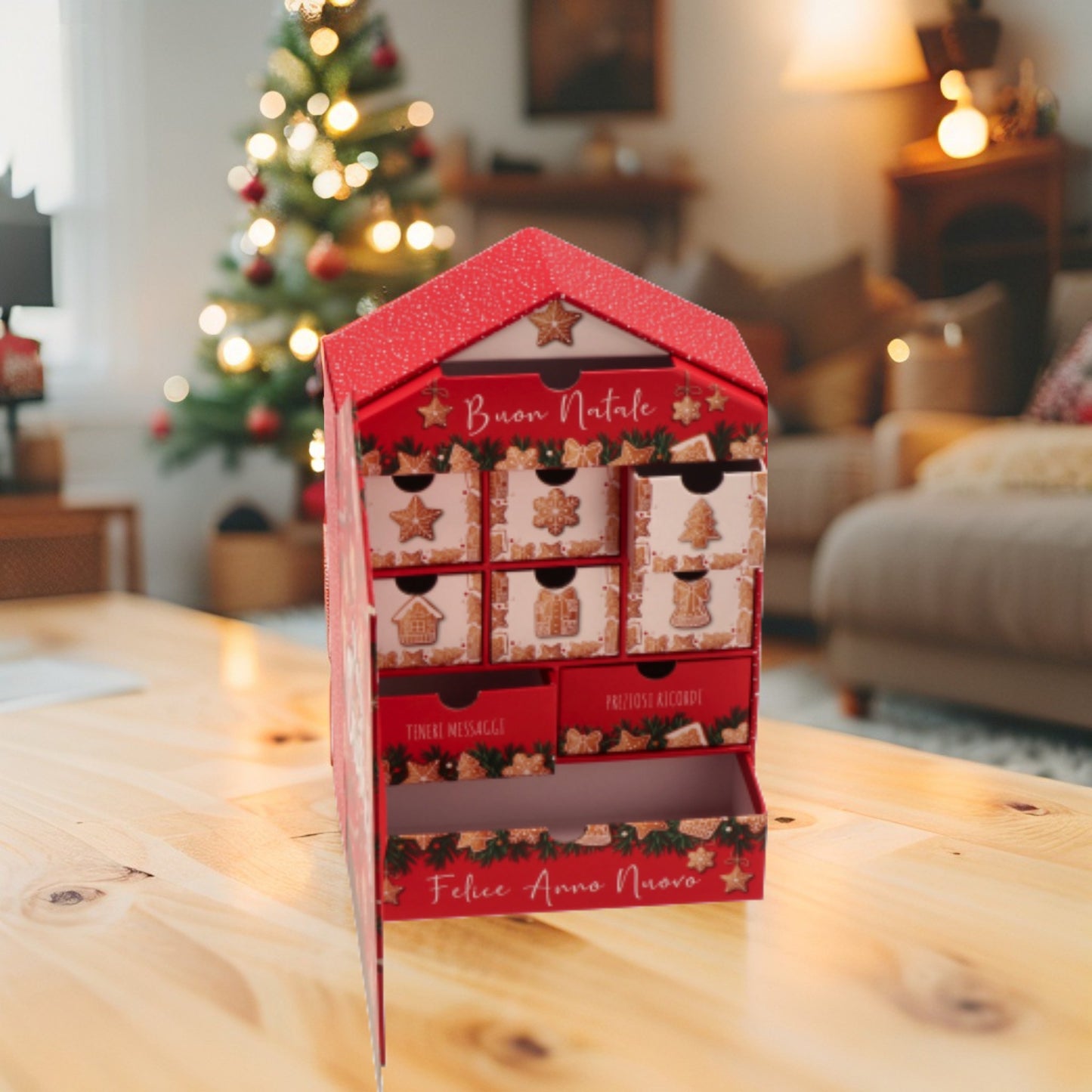 Cofanetto  Stampato forma di Casa con Portafoto