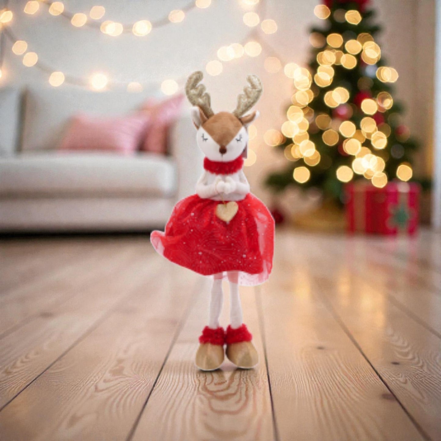 Decorazio di natale a forma di Renna volpe di natale con vestito festivo rosso