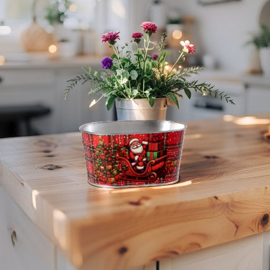 Fioriera Ovale in Ferro Natalizia - 2 Dimensioni disponibili - 2 Colori assortiti