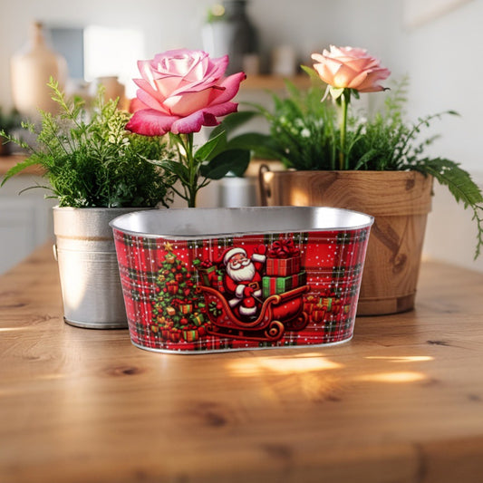 Fioriera Ovale in Ferro Natalizia - 2 Dimensioni disponibili - 2 Colori assortiti