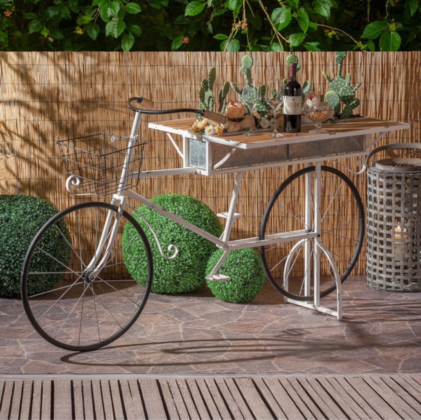 Fioriera in metallo e Legno a Forma di Bicicletta - cm. 180 x 70 x h. 104