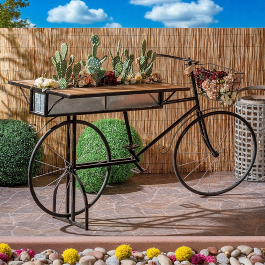 Fioriera in metallo e Legno a Forma di Bicicletta - cm. 180 x 70 x h. 104
