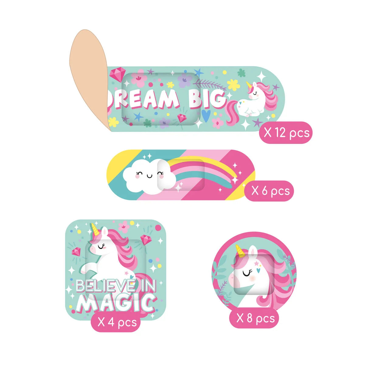 Kit of 30 Printed Be Brave Patches - Unicorn Theme - Legami