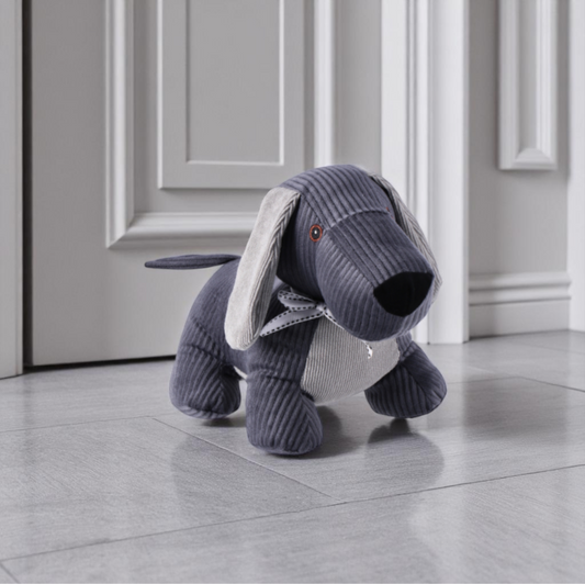 Fermaporta in tessuta a forma di cane. Venduto da Prodomo negozio online di Casalinghi