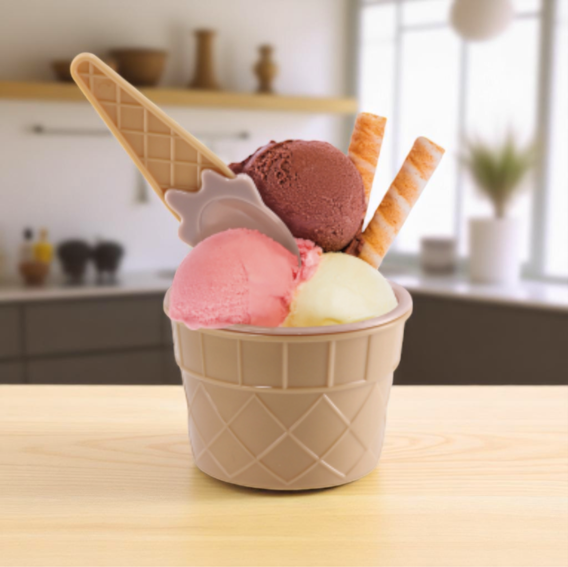 Servizio per servire del gelato a stile frolla del cono vero. Venduto da Prodomo negozio online di Casalinghi