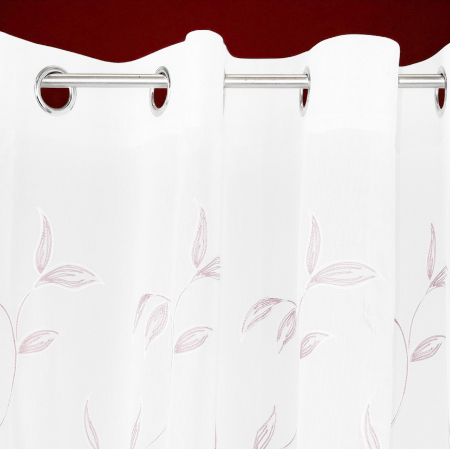 Leaves – Tenda ad anelli 140×280 cm – disponibile in 4 colori: avorio, ottanio, rosso, sabbia