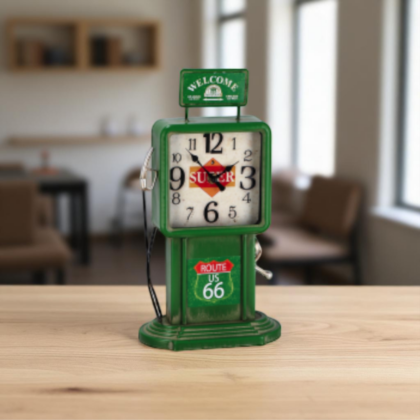 Orologio a forma di erogatore bezina vintage.
Venduto da Prodomo negozio online di Casalinghi