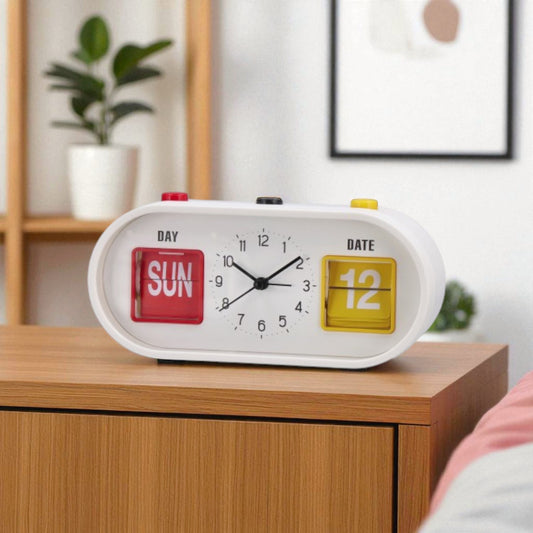 Orologio Sveglia con Calendario in Plastica - 3 Colori Assortiti