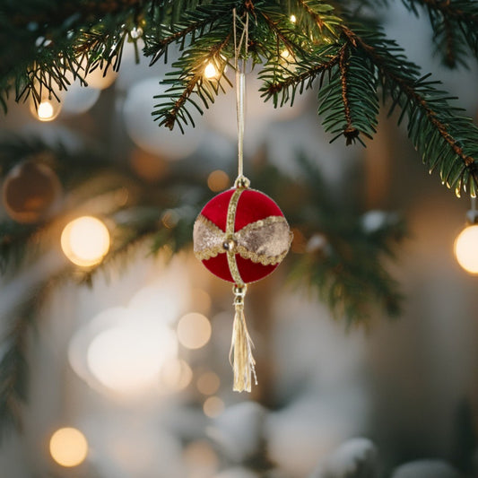 Pallina di Natale in Polistirolo e Tessuto - 3 Colori assortiti