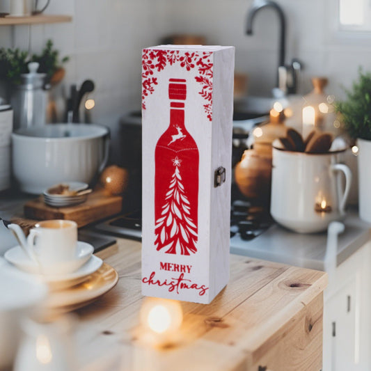 Portabottiglia in Legno Natalizio - 3 colori assortiti
