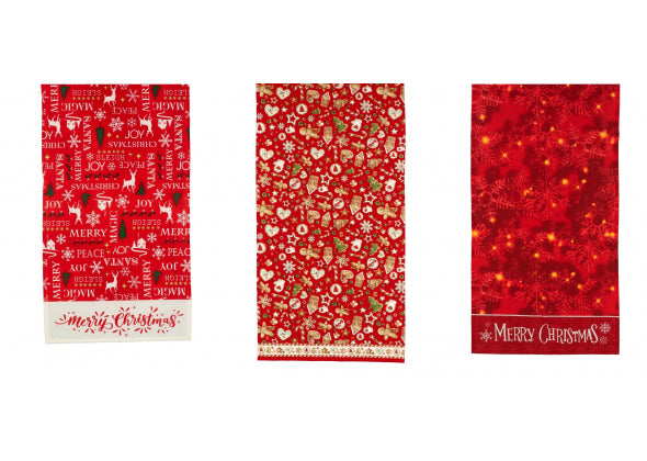 3 tovaglie di natale antimacchia karima su sfondo bianco.